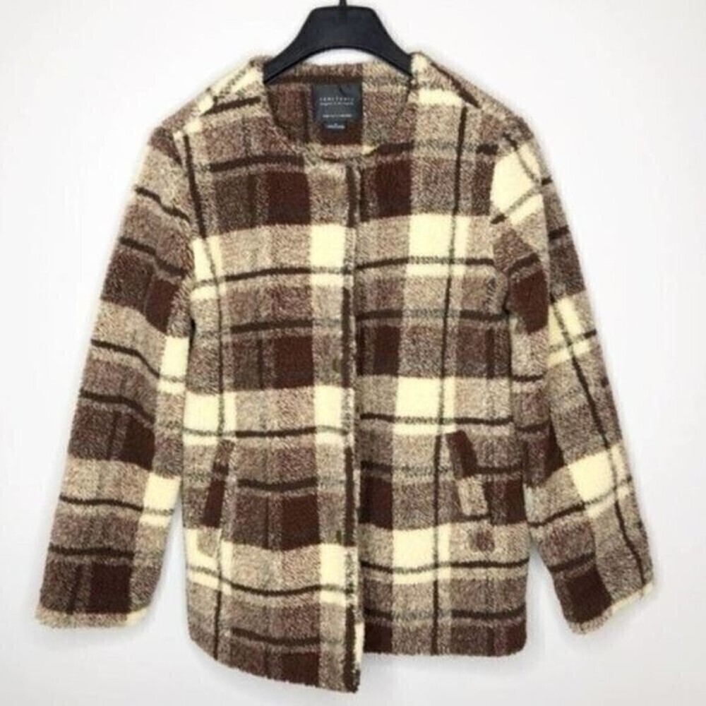 SANCTUARY Plaid Snap Teddy Bear Coat 